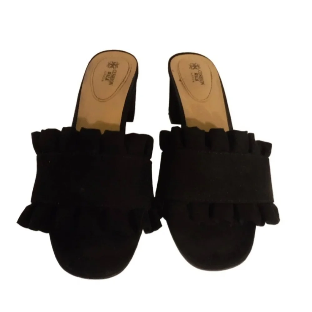 NWOB Ruffle Sueded Slides - Picture 2 of 7